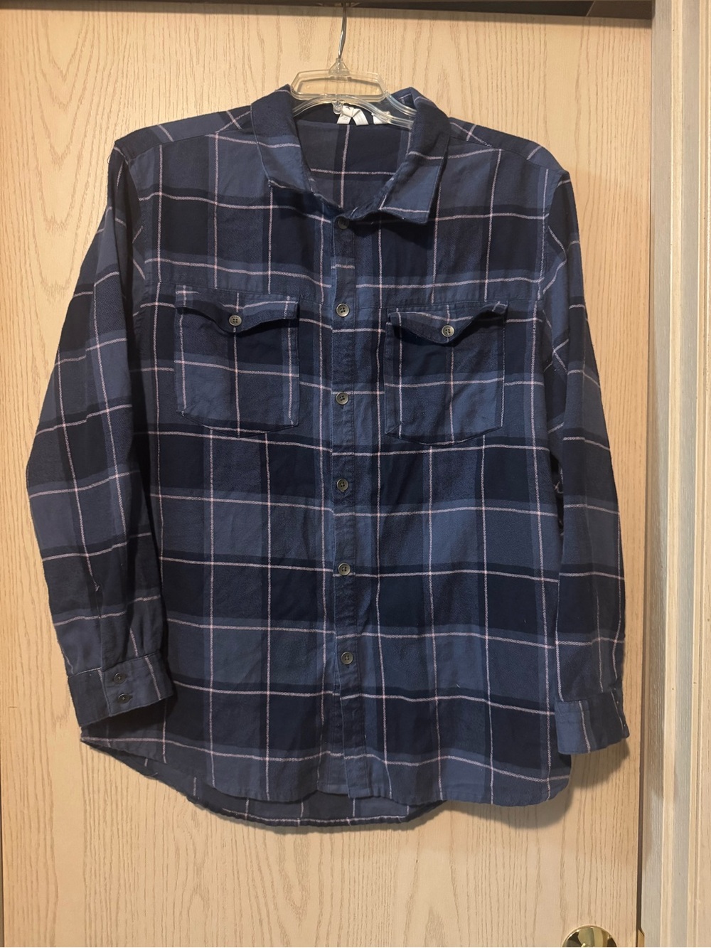 Roxy Blue and Pink Plaid Oversized Flannel Button Down Shirt size XL